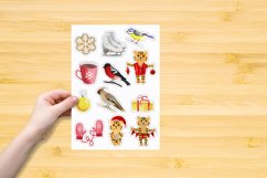 Christmas stickers watercolor png