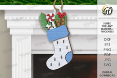 Christmas Stocking Laser Cut. Christmas Decor SVG Product Image 1