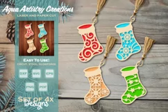 Laser Cut Christmas Stockings Ornaments - 4x SVG Templates Product Image 1