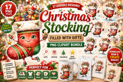 Christmas Stocking Filled with Gifts PNG Clipart Bundle Product Image 1