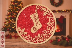 Christmas Stocking Laser Cut SVG Product Image 1