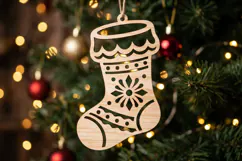 Christmas Stocking Ornament Laser Cut Product Image 2
