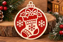 Christmas Stocking Ornament Laser Cut SVG Product Image 2