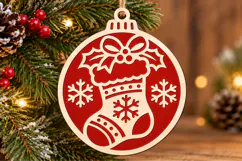 Christmas Stocking Ornament Laser Cut SVG Product Image 3