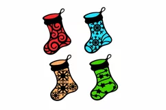 Laser Cut Christmas Stockings Ornaments - 4x SVG Templates Product Image 2