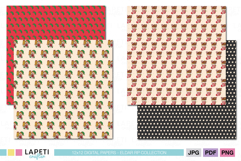 Christmas digital papers with stockings, bows, and gift patterns, perfect for scrapbooking, planners, and DIY cards.