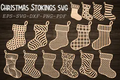 Christmas Stockings SVG, Holiday Decor Laser Cut Design Product Image 1