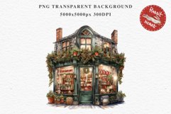 Christmas Storefront House Santa Winter Shop Clipart PNG Nursery wall art card making collage printable files xmas decor junk journal sublimation santa watercolor Christmas Santa Elf House clipart, christmas storefront, holiday winter shop bakery Decor