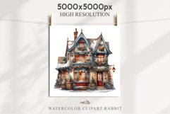 Christmas Storefront House Santa Winter Shop Clipart PNG Nursery wall art card making collage printable files xmas decor junk journal sublimation santa watercolor Christmas Santa Elf House clipart, christmas storefront, holiday winter shop bakery Decor