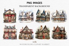 Christmas Storefront House Santa Winter Shop Clipart PNG Nursery wall art card making collage printable files xmas decor junk journal sublimation santa watercolor Christmas Santa Elf House clipart, christmas storefront, holiday winter shop bakery Decor