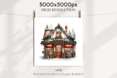 Christmas Storefront House Santa Winter Shop Clipart PNG Nursery wall art card making collage printable files xmas decor junk journal sublimation santa watercolor Christmas Santa Elf House clipart, christmas storefront, holiday winter shop bakery Decor