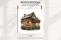 Christmas Storefront House Santa Winter Shop Clipart PNG Nursery wall art card making collage printable files xmas decor junk journal sublimation santa watercolor Christmas Santa Elf House clipart, christmas storefront, holiday winter shop bakery Decor