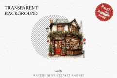 Christmas Storefront House Santa Winter Shop Clipart PNG Nursery wall art card making collage printable files xmas decor junk journal sublimation santa watercolor Christmas Santa Elf House clipart, christmas storefront, holiday winter shop bakery Decor