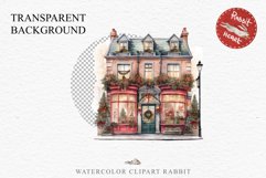 Christmas Storefront House Santa Winter Shop Clipart PNG Nursery wall art card making collage printable files xmas decor junk journal sublimation santa watercolor Christmas Santa Elf House clipart, christmas storefront, holiday winter shop bakery Decor