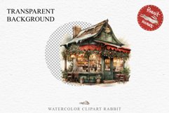 Christmas Storefront House Santa Winter Shop Clipart PNG Nursery wall art card making collage printable files xmas decor junk journal sublimation santa watercolor Christmas Santa Elf House clipart, christmas storefront, holiday winter shop bakery Decor