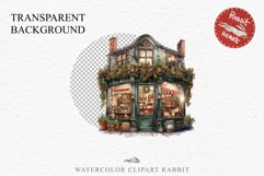 Christmas Storefront House Santa Winter Shop Clipart PNG Nursery wall art card making collage printable files xmas decor junk journal sublimation santa watercolor Christmas Santa Elf House clipart, christmas storefront, holiday winter shop bakery Decor