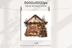 Christmas Storefront House Santa Winter Shop Clipart PNG Nursery wall art card making collage printable files xmas decor junk journal sublimation santa watercolor Christmas Santa Elf House clipart, christmas storefront, holiday winter shop bakery Decor