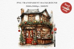 Christmas Storefront House Santa Winter Shop Clipart PNG Nursery wall art card making collage printable files xmas decor junk journal sublimation santa watercolor Christmas Santa Elf House clipart, christmas storefront, holiday winter shop bakery Decor 
