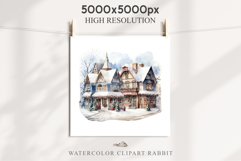Christmas Storefront House Santa Winter Shop Clipart PNG Nursery wall art card making collage printable files xmas decor junk journal sublimation santa watercolor Christmas Santa Elf House clipart, christmas storefront, holiday winter shop bakery Decor