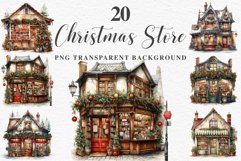 Christmas Storefront House Santa Winter Shop Clipart PNG Nursery wall art card making collage printable files xmas decor junk journal sublimation santa watercolor Christmas Santa Elf House clipart, christmas storefront, holiday winter shop bakery Decor