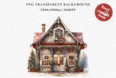 Christmas Storefront House Santa Winter Shop Clipart PNG Nursery wall art card making collage printable files xmas decor junk journal sublimation santa watercolor Christmas Santa Elf House clipart, christmas storefront, holiday winter shop bakery Decor