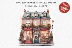 Christmas Storefront House Santa Winter Shop Clipart PNG Nursery wall art card making collage printable files xmas decor junk journal sublimation santa watercolor Christmas Santa Elf House clipart, christmas storefront, holiday winter shop bakery Decor