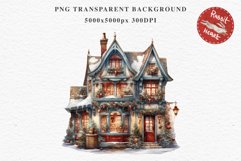 Christmas Storefront House Santa Winter Shop Clipart PNG Nursery wall art card making collage printable files xmas decor junk journal sublimation santa watercolor Christmas Santa Elf House clipart, christmas storefront, holiday winter shop bakery Decor