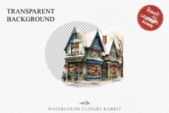 Christmas Storefront House Santa Winter Shop Clipart PNG Nursery wall art card making collage printable files xmas decor junk journal sublimation santa watercolor Christmas Santa Elf House clipart, christmas storefront, holiday winter shop bakery Decor
