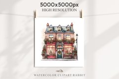 Christmas Storefront House Santa Winter Shop Clipart PNG Nursery wall art card making collage printable files xmas decor junk journal sublimation santa watercolor Christmas Santa Elf House clipart, christmas storefront, holiday winter shop bakery Decor