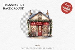 Christmas Storefront House Santa Winter Shop Clipart PNG Nursery wall art card making collage printable files xmas decor junk journal sublimation santa watercolor Christmas Santa Elf House clipart, christmas storefront, holiday winter shop bakery Decor