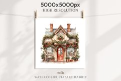 Christmas Storefront House Santa Winter Shop Clipart PNG Nursery wall art card making collage printable files xmas decor junk journal sublimation santa watercolor Christmas Santa Elf House clipart, christmas storefront, holiday winter shop bakery Decor