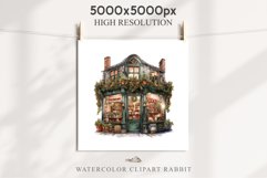 Christmas Storefront House Santa Winter Shop Clipart PNG Nursery wall art card making collage printable files xmas decor junk journal sublimation santa watercolor Christmas Santa Elf House clipart, christmas storefront, holiday winter shop bakery Decor