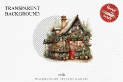 Christmas Storefront House Santa Winter Shop Clipart PNG Nursery wall art card making collage printable files xmas decor junk journal sublimation santa watercolor Christmas Santa Elf House clipart, christmas storefront, holiday winter shop bakery Decor