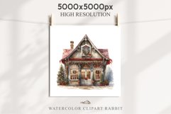 Christmas Storefront House Santa Winter Shop Clipart PNG Nursery wall art card making collage printable files xmas decor junk journal sublimation santa watercolor Christmas Santa Elf House clipart, christmas storefront, holiday winter shop bakery Decor
