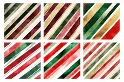 Vintage Christmas Stripes Digital Paper - Red Green & Gold Product Image 2