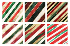 Vintage Christmas Stripes Digital Paper - Red Green & Gold Product Image 3