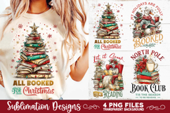 Christmas Book Lover 4 PNG Retro PNG Sublimation Product Image 2