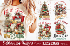Christmas Book Lover 4 PNG Retro PNG Sublimation Product Image 3