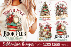 Christmas Book Lover 4 PNG Retro PNG Sublimation Product Image 4