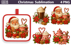 Santa Cocoa Clipart | Christmas Coffee Sublimation Product Image 1