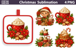 Christmas Elf Cocoa Clipart | Festive Holiday Sublimation Product Image 1
