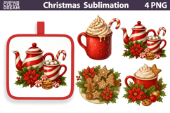 Candy Cane Cocoa Clipart | Christmas Cookie Sublimation Product Image 1