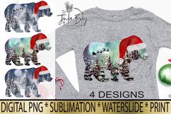 Christmas Sublimation BUNDLE Santa Hat Northern Lights with the full moon lit up Christmas trees Original Art Watercolor Moonlight landscape with santa reindeer