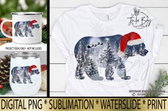Christmas Sublimation BUNDLE Santa Hat Northern Lights with the full moon lit up Christmas trees Original Art Watercolor Moonlight landscape with santa reindeer