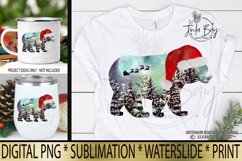 Christmas Sublimation BUNDLE Santa Hat Northern Lights with the full moon lit up Christmas trees Original Art Watercolor Moonlight landscape with santa reindeer