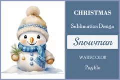 Christmas clipart, watercolor illustration of a cute snowman vintage style to create mug decoration, scrapbooking, christmas cards, christmas gifts and more, for printing and sublimation, high resolution, high quality