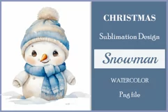 Christmas clipart, watercolor illustration of a cute snowman vintage style to create mug decoration, scrapbooking, christmas cards, christmas gifts and more, for printing and sublimation, high resolution, high quality