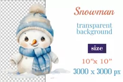 Christmas clipart, watercolor illustration of a cute snowman vintage style to create mug decoration, scrapbooking, christmas cards, christmas gifts and more, for printing and sublimation, high resolution, high quality