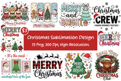 Christmas Sublimation Design,Christmas Typography PNG Product Image 1