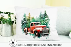 christmas truck png design shown on a pillow